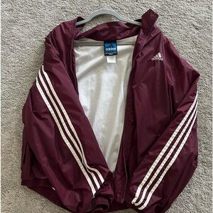 Vintage adidas red cotton lined windbreaker jacket